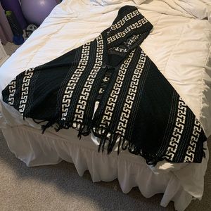 Poncho sweater with hood